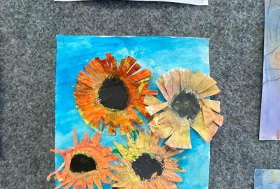 Slunečnice, kopie obrazu V. van Gogha, V Annyshynets a D. Horetskyi, 3. A, vedla J. Hubová
