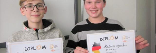 Naši žáci obsadili 1. a 2.  místo v okresním kole Soutěže v německém jazyce!